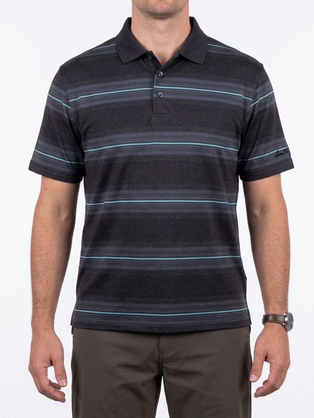 Ben Hogan Performance Mens Block Stripe Short Sleeve Collar  Polo Shirt Size M